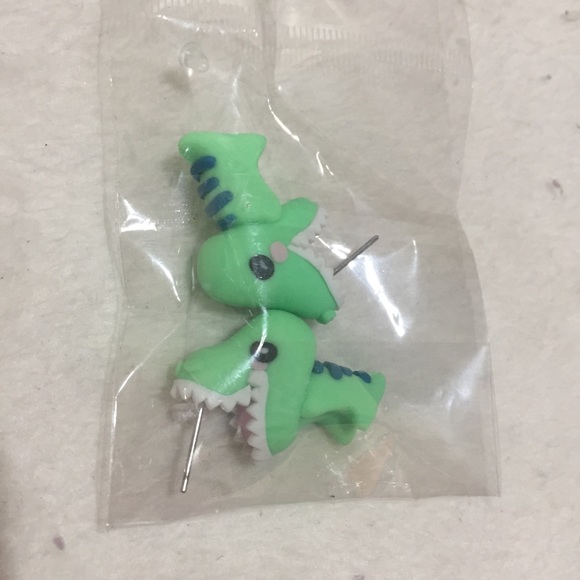 !!LAST PAIR!! Homemade Polymer Dinosaur Earrings - Picture 3 of 4